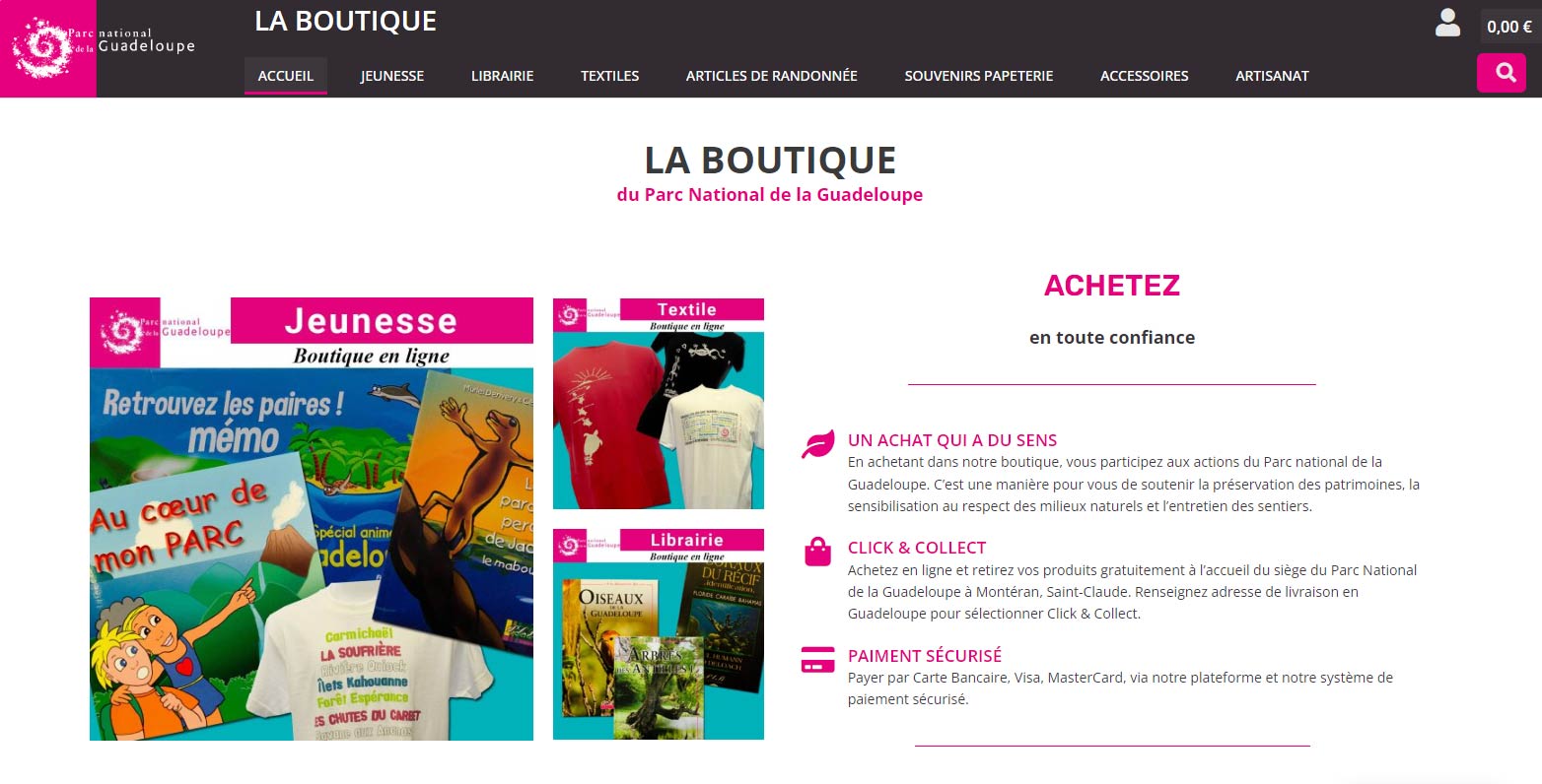 Boutique en ligne Parc National Guadeloupe