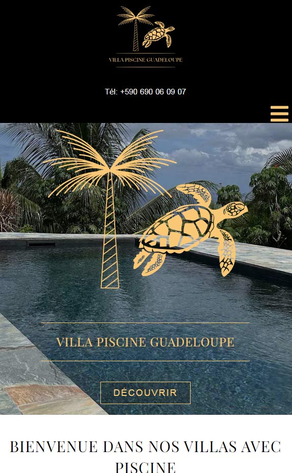 Site Web Villa Piscine Guadeloupe, version mobile