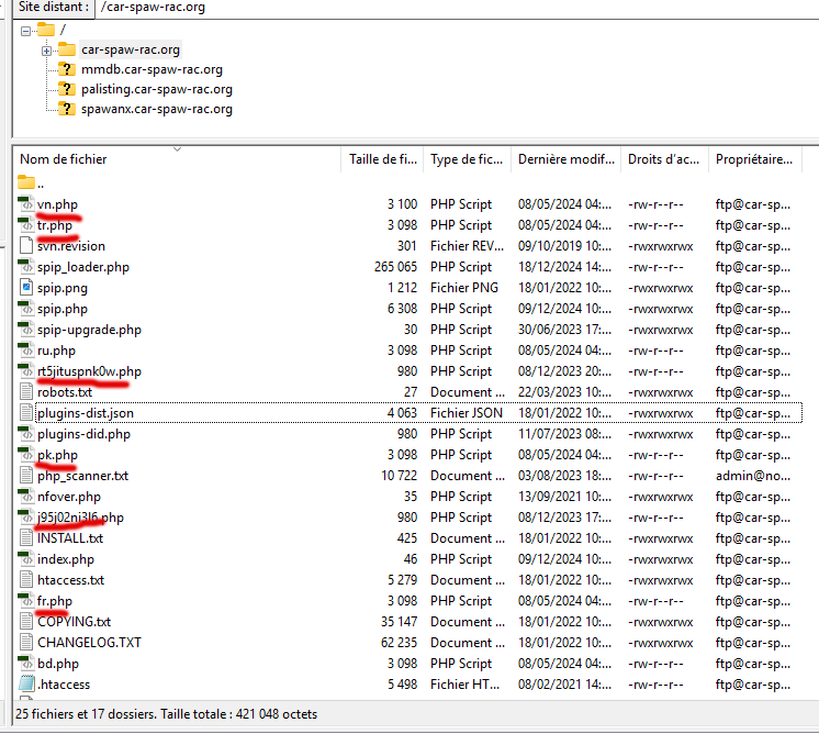 Piratage par ajout de fichiers sur le serveur via FTP