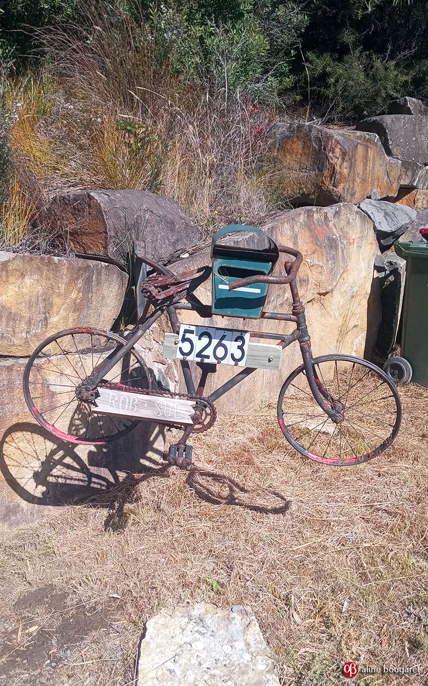 Tasmania mailbox, bicycle