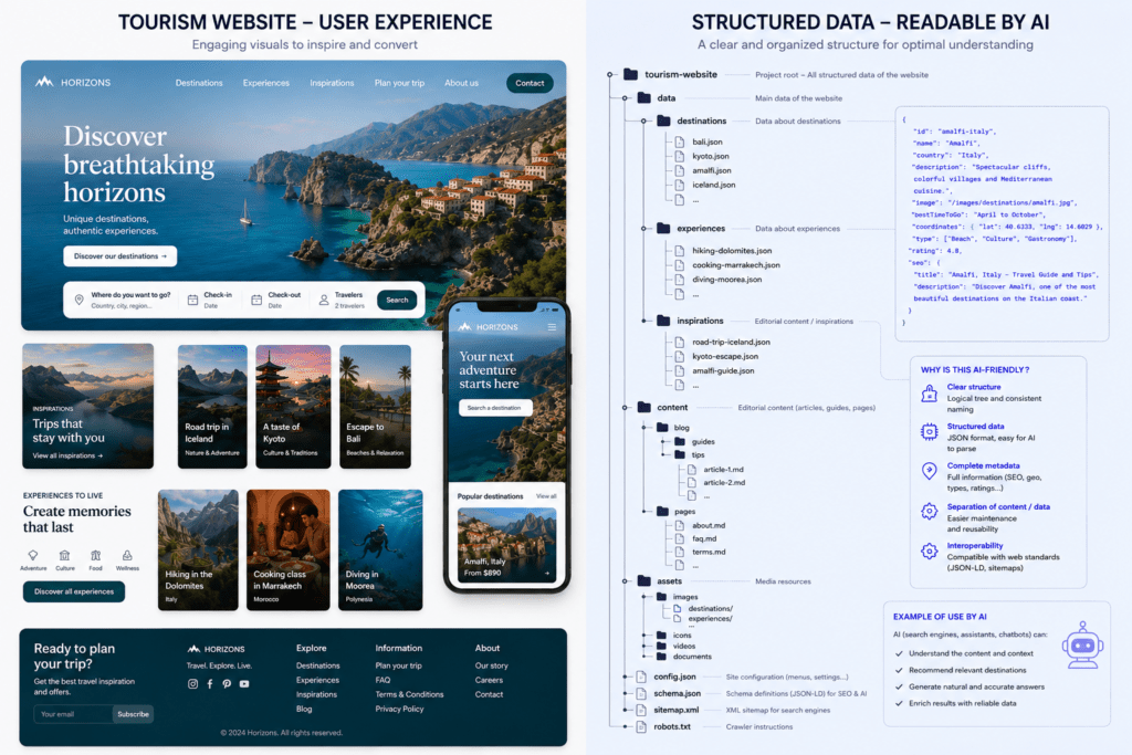 Structured, fluid, graphic and lightweight website